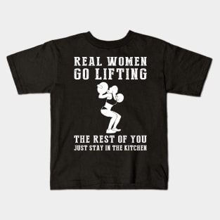 Lift Heavy, Laugh Hard! Real Women Go Lifting Tee - Embrace Strength with this Hilarious T-Shirt Hoodie! Kids T-Shirt